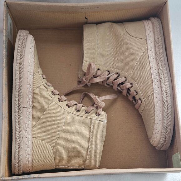 Free People NEW Menorca Lace Up Boots Size 6 Tan Canvas Espadrille Comfort - Picture 6 of 13